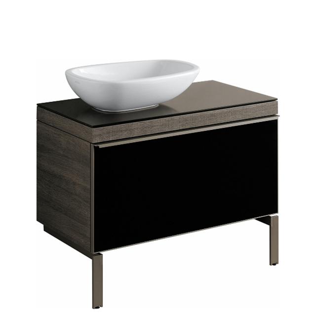 Geberit Citterio vanity unit for countertop washbasin with glass shelf front black / corpus grey brown