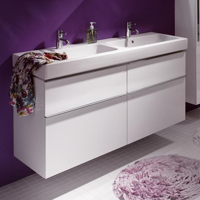 Geberit iCon Meuble sous-lavabo avec 4 tiroirs pour lavabo double Façade et corps du meuble alpin ultra brillant