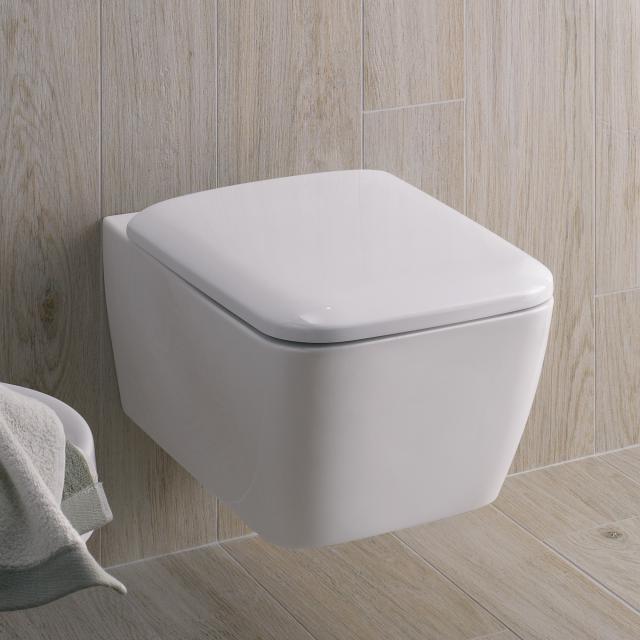 Geberit iCon Square wall-mounted washdown rimless toilet white, with KeraTect