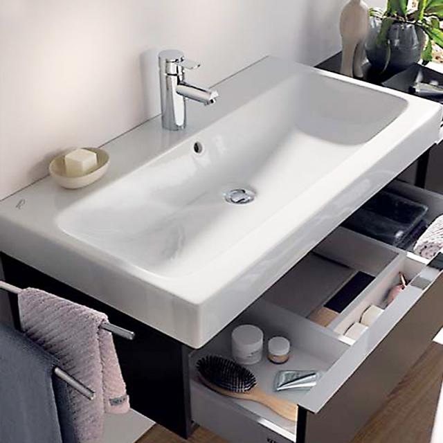 Geberit iCon washbasin white, with KeraTect, with 1 tap hole, with overflow