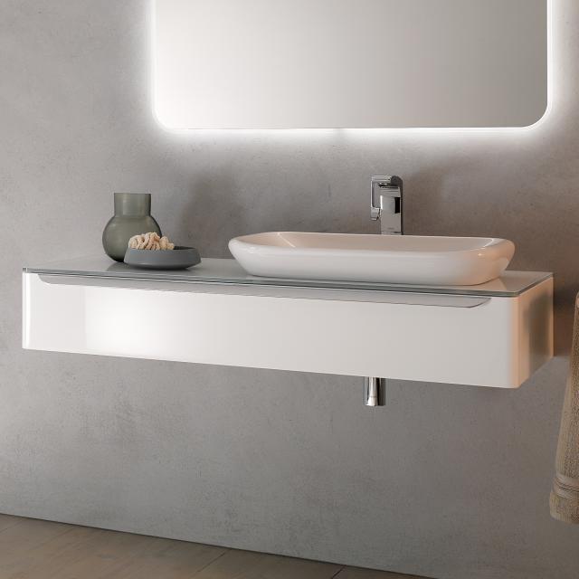 Geberit myDay vanity unit for drop-in washbasin with lighting white high gloss