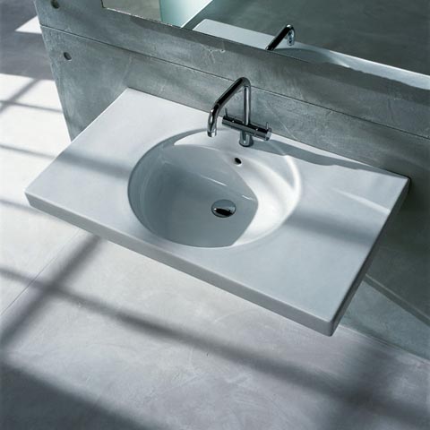 Geberit Preciosa washbasin white, with KeraTect, with 1 tap hole, with overflow