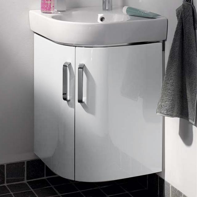 Geberit Renova Compact corner vanity unit for hand washbasin white high gloss/matt white