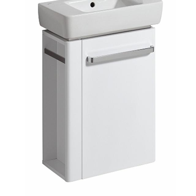 Geberit Renova Compact Meuble sous-lave-mains avec 1 porte et porte-serviettes Façade blanc ultra brillant/corps du meuble blanc mat