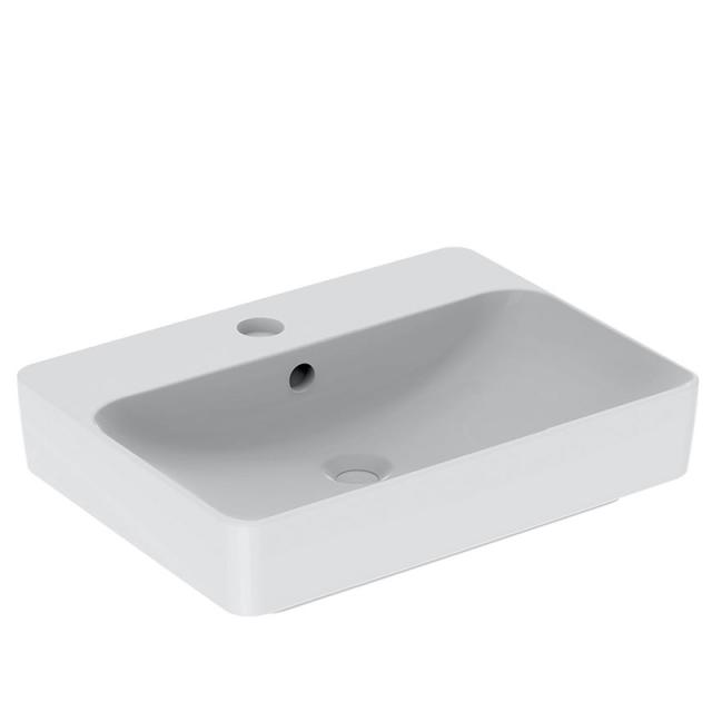 Geberit VariForm countertop basin, rectangular white, with KeraTect, with overflow