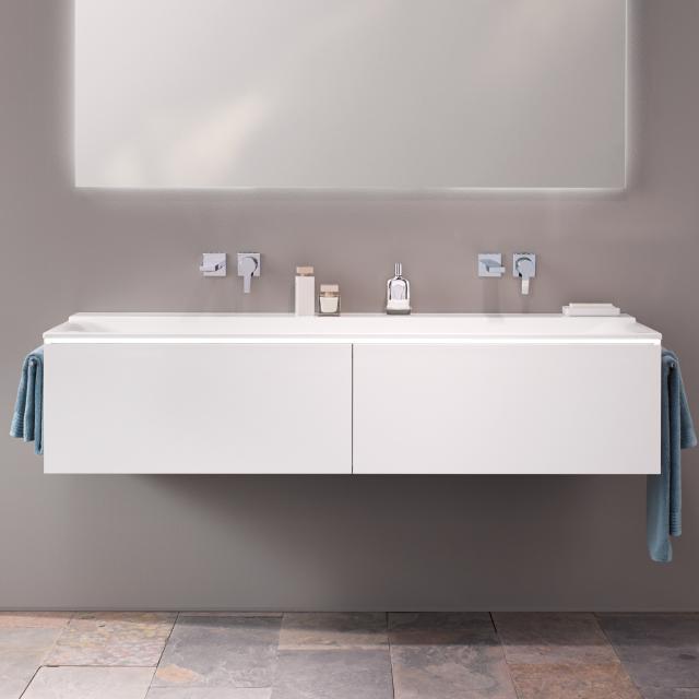 Geberit Xeno² Meuble sous-lavabo pour lavabo double avec 2 tiroirs Façade blanc mat/corps du meuble blanc mat