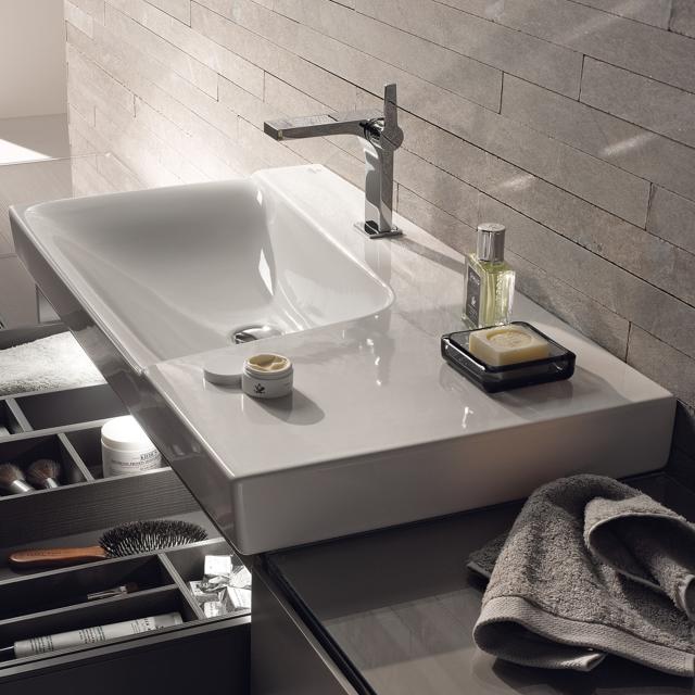 Geberit Xeno² washbasin with shelf white, with KeraTect, with 1 tap hole