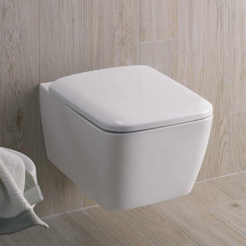 Geberit iCon Square wall-mounted, washdown rimless toilet white, with