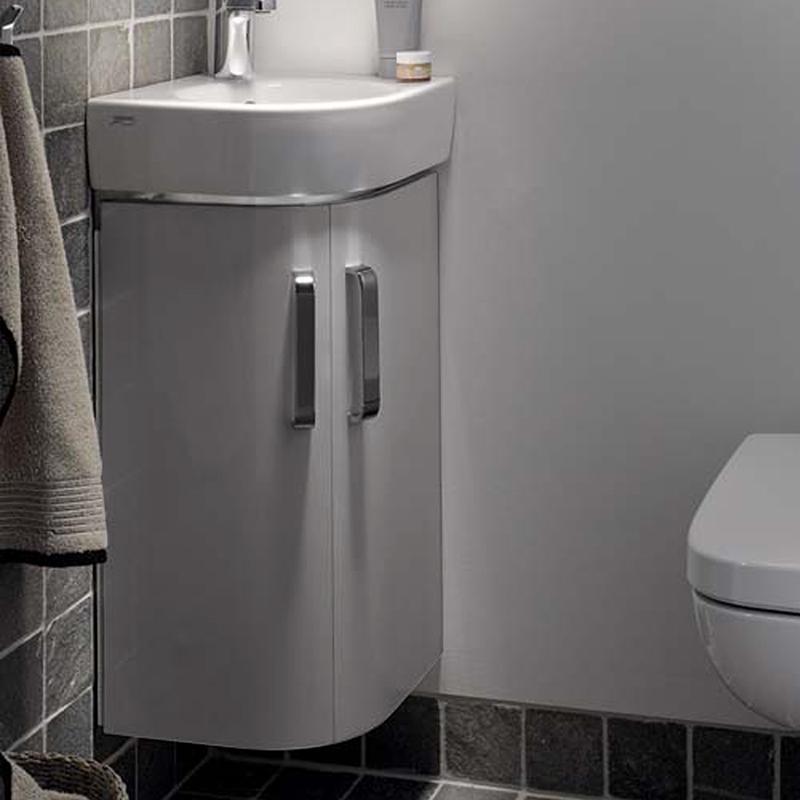 Geberit Renova Compact Meuble sous-lavabo pour lave-mains d'angle avec 2 portes, 862133000