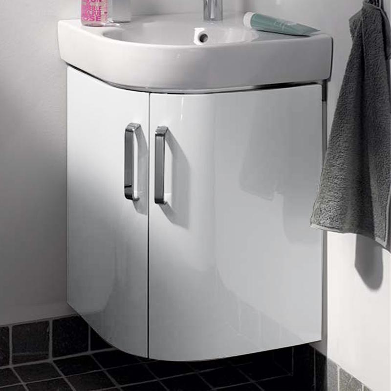 Geberit Renova Compact Meuble sous-lavabo pour lave-mains d'angle avec 2 portes, 862150000