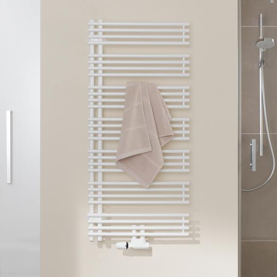 Kermi Diveo towel radiator for hot water or mixed operation white, 940 Watt, with central connection, opening right