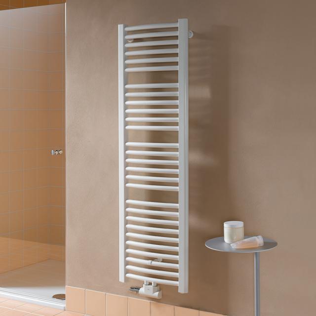 Kermi Basic-50 bathroom radiator for hot water or mixed operation with curved pipes white, 817 Watt
