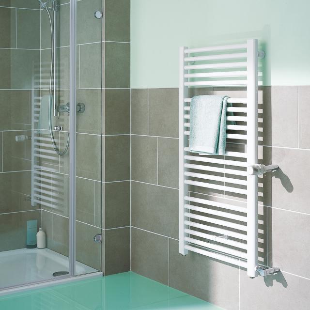Kermi Basic-D Radiateur de salle de bains pour fonctionnement mixte ou eau chaude, modèle de rechange blanc, 586 Watt, NA 50 cm, raccordement à droite