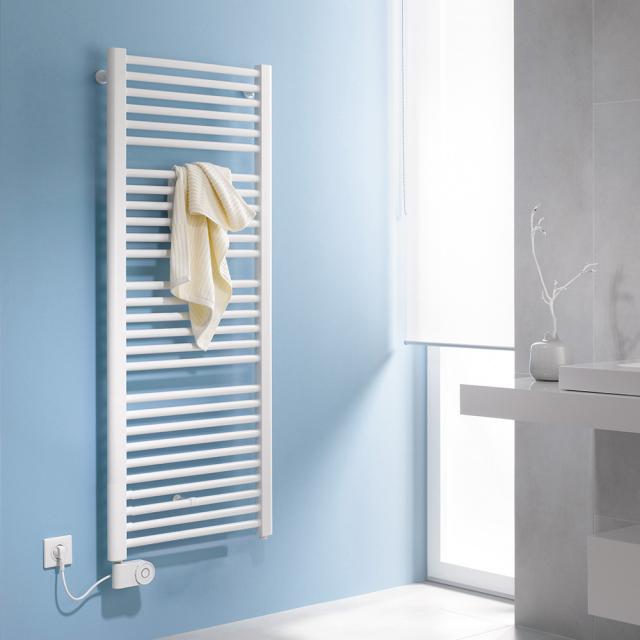 Kermi Basic-E bathroom radiator for purely electrical operation white, 800 Watt, electric set FKS left