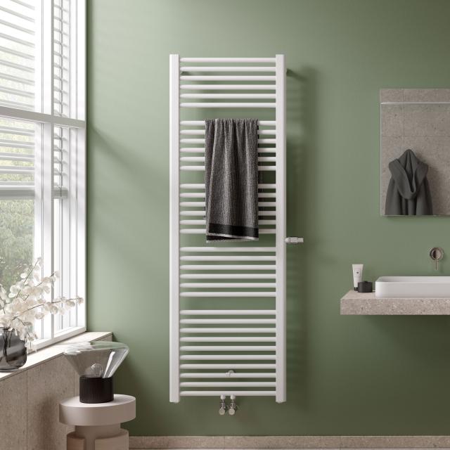 Kermi Basic-Plus bathroom radiator with built-in thermostatic valve for hot water or mixed operation white, 993 Watt, right