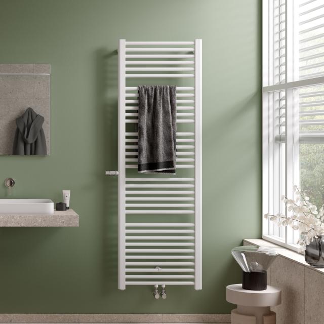 Kermi Basic-Plus bathroom radiator with built-in thermostatic valve for hot water or mixed operation white, 1216 Watt, left