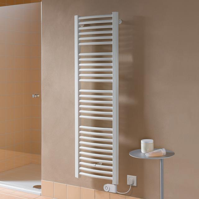 Kermi Basic R-E bathroom radiator for purely electrical operation with curved pipes white, 800 Watt, electric set FKS right