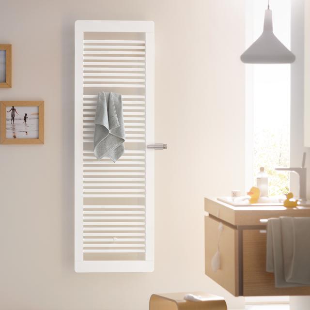 Kermi Credo plus towel radiator for hot water or mixed operation white, thermostat head right, 694 Watt