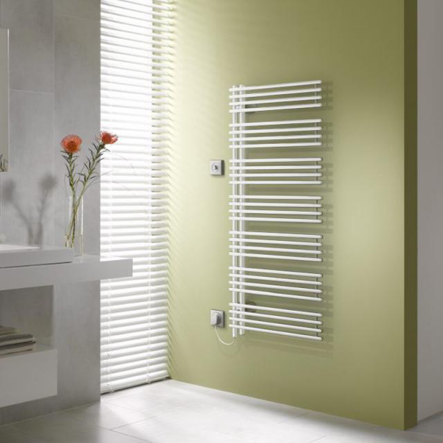 Kermi Diveo-E towel radiator for purely electrical operation white, 800 Watt, electric set FKS, opening left