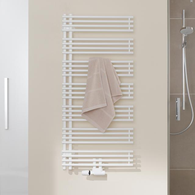 Kermi Diveo towel radiator for hot water or mixed operation white, 940 Watt, with central connection, opening right
