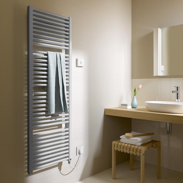 Kermi Duett-E towel radiator for purely electrical operation gloss silver, 1500 Watt, electric set WKS right