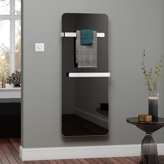 Kermi Eveo infrared heating panel set with towel bar black/aluminium, 400 Watt, electric set WKS