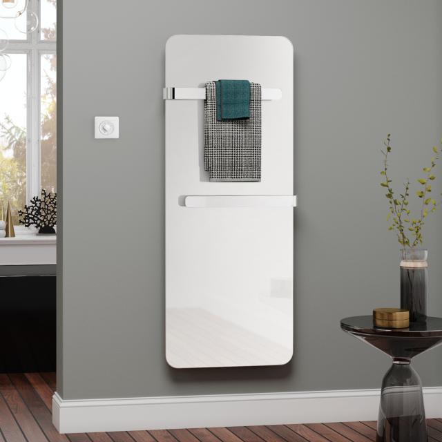 Kermi Eveo infrared heating panel set with towel bar white/aluminium, 400 Watt, electric set WKS