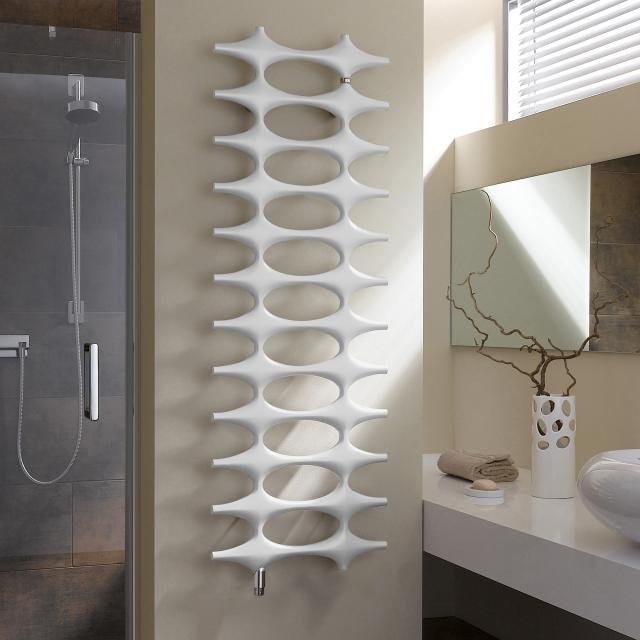 Kermi Ideos-V towel radiator with built-in thermostatic valve for all hot water operation white, 524 Watt