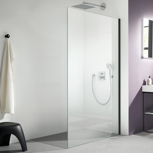Kermi Paroi de douche à l’italienne XC Verre trempé transparent avec KermiClean/noir soft