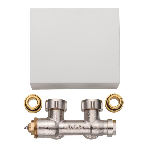 Kermi valve tap block set, angled white