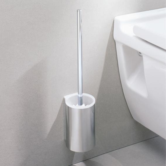 Keuco Plan Wall Mounted Toilet Brush Set Chrome White 14972010100 Reuter - Wall Mounted Toilet Brush Holder Height