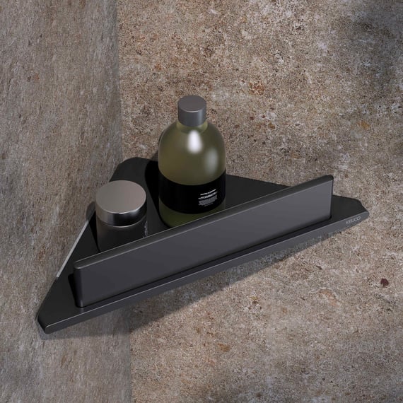 Keuco Panier De Douche Édition 11 Black - Métal Noir Mat Avec Raclette Intégrée, Design Élégant Et Pratique