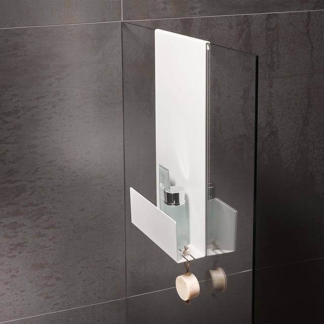 Ripiano Doccia Keuco, 32 Cm, Con Gancio, Alluminio Bianco Opaco, Made In Germany, Inclinato, Incluso Kit Fissaggio - 3