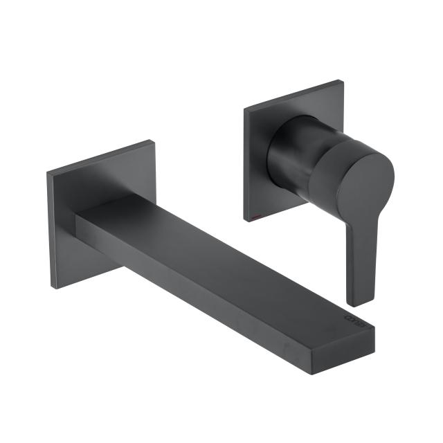 Keuco Edition 11 wall-mounted, single lever basin mixer projection: 197 mm, brushed black chrome