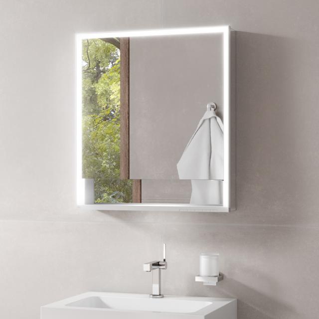 Keuco Royal Lumos mirror cabinet with lighting and 1 door hinged left, surface-mounted, SmartHome ready