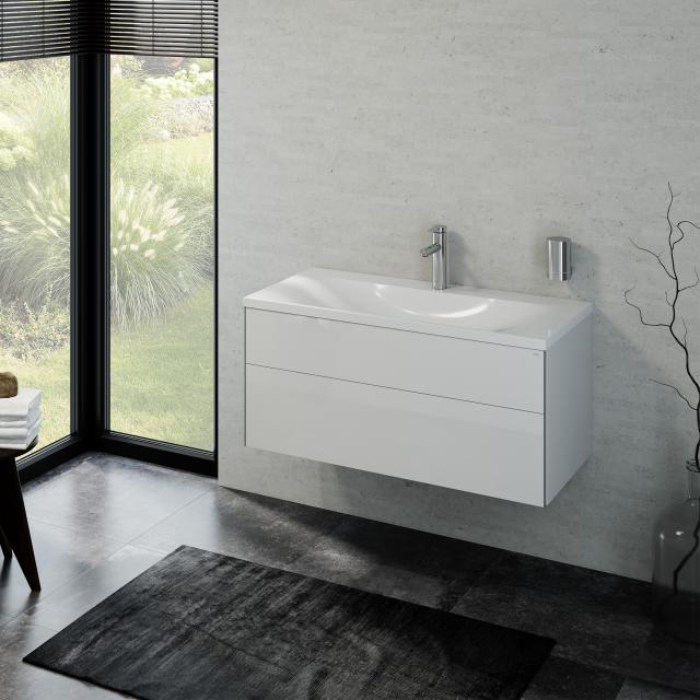 Keuco Royal Reflex Lavabo avec meuble sous-lavabo et 1 tiroir Façade blanc ultra brillant/corps du meuble blanc ultra brillant