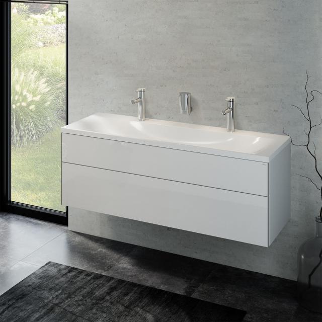Keuco Royal Reflex Lavabo double avec meuble sous-lavabo et 1 tiroir blanc ultra brillant