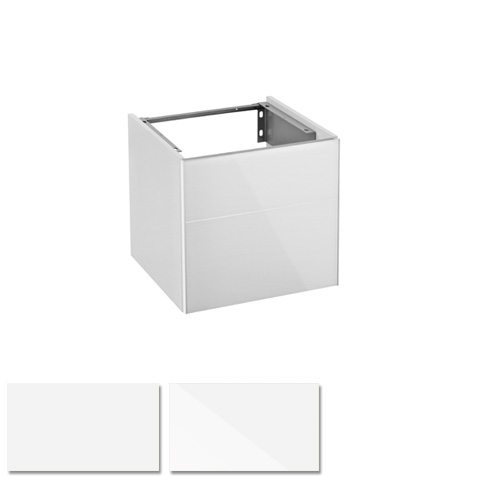 Keuco Royal Reflex Meuble sous-lave-mains avec 1 porte Façade verre blanc/corps du meuble blanc brillant