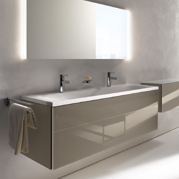 Keuco Royal Reflex mineral cast double washbasin with 2 tap holes, without overflow