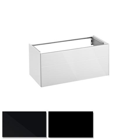 Keuco Royal Reflex vanity unit for drop-in washbasin with 1 pull-out compartment front black glass / corpus silk matt black
