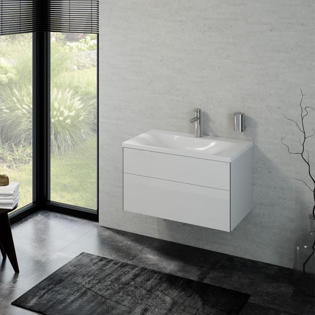 Keuco Royal Reflex washbasin with vanity unit with 1 pull-out compartment front white high gloss / corpus white high gloss