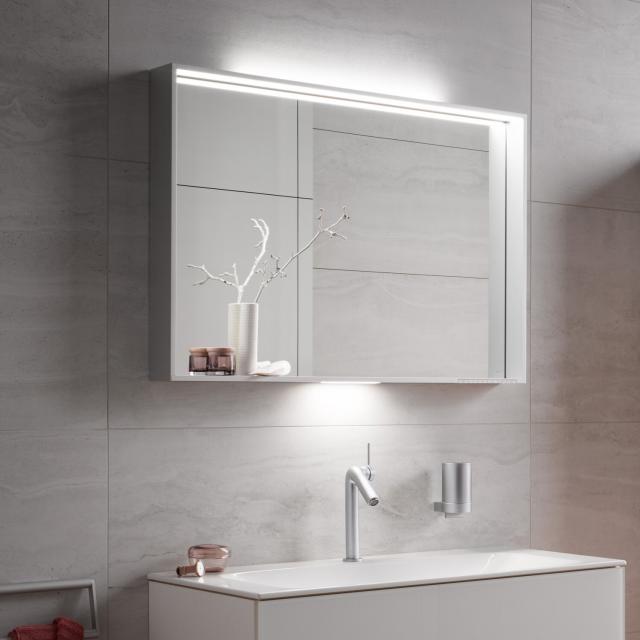 Keuco X-Line mirror with DALI LED lighting silk matt white, with mirror heating