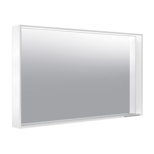 Keuco X-Line Spiegel mit LED-Beleuchtung weiß seidenmatt, Farbtemperatur einstellbar, mit Spiegelheizung