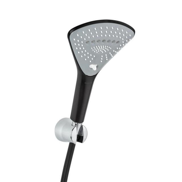 KLUDI FIZZ 3S shower set with wall-mounted shower bracket matt black/chrome