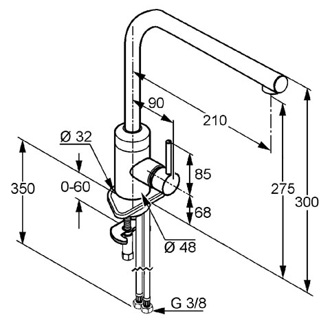 Mitigeur de cuisine Kludi, bec pivotant chromé RC400015- RVLP