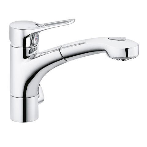 Kludi MX single-lever kitchen mixer tap, with pull-out spout, with utility connection chrome