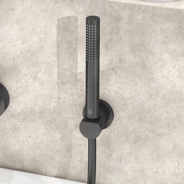 Kludi NOVA FONTE Puristic shower set with wall-mounted shower bracket matt black