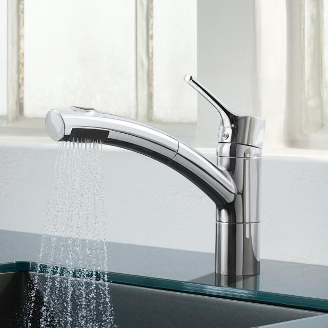 Kludi TRENDO single-lever kitchen mixer tap, with pull-out spout chrome
