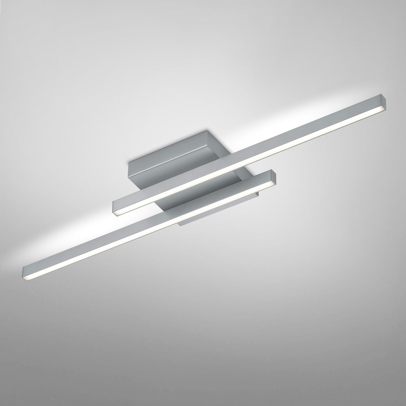 Plafonnier LED Marsen – 2 Spots Orientables 9W, 400 Lumens, Teinte 2700-5000K, RGB, Télécommande Incluse, Nickel Mat