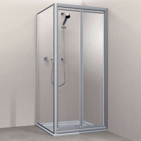 Koralle Twiggy Top hinged door for partition or recess polyrit aquaperl transparent / matt silver